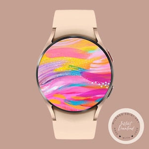 Sfondo per orologio Samsung Galaxy con turbinii rosa brillante, sfondo per orologio, accessori per orologio Samsung, design del quadrante dell'orologio Samsung Galaxy