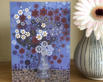 Vase of flowers greetings card