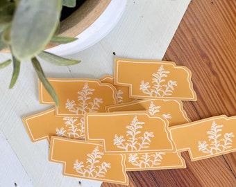 Nebraska Goldenrod Vinyl Sticker: State Flower Art