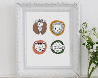 Safari Animal Art – Children's Room Decor