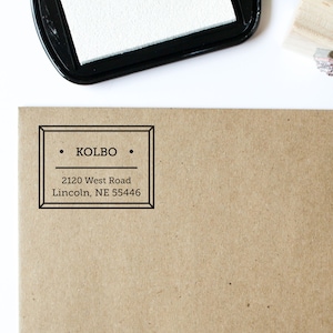 Sello de dirección de retorno - Sello de dirección moderno - Sello de dirección personalizado - Sello de dirección con borde rectangular