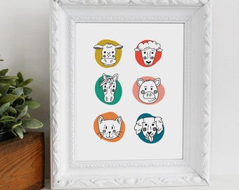 Farm Animal Art – Children's Room Decor