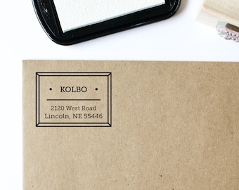 Return Address Stamp - Modern Address Stamp - Personalized Address Stamp - Address Stamp with Rectangle Border