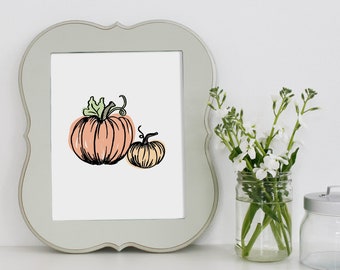 Pompoenprint - 8x10 Art Print - Pompoendecoraties - Pompoenillustratie - Pompoenmuurkunst - Fall Home Decor - Thanksgiving Decor