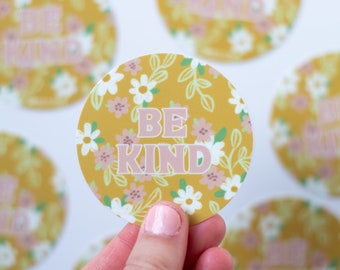 Be Kind Sticker | Be Kind Vinyl Sticker | Floral Sticker | Trendy Daisy Sticker | Be Kind Daisy Sticker | Yellow Be Kind Sticker