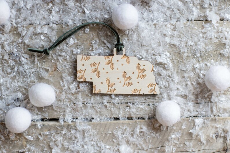 Evergreen Nebraska Ornament State Ornament Evergreen Branch Ornament