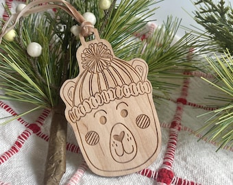 Engraved Winter Bear Ornament | Personalized Holiday Decor