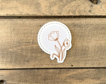 Modern Wildflower Sticker | Pink and Rust Wildflower Sticker | Modern Flower | Waterbottle Sticker