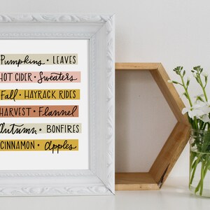 Autumn Favorites Art Print Fall 8x10 Art Print Fall Favorites Handlettered Art Print Autumn Fall Home Decor Thanksgiving Decor image 3