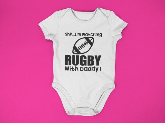 Personalised Baby Bib Funny Gift Cute Clothing My Daddy Loves Me not Rugby 
