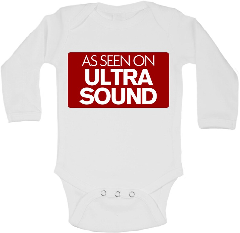 Personalized Long Sleeve Baby Vests Bodysuits Baby Grows Unisex - White Boys, Girls As Seen On Ultrasound