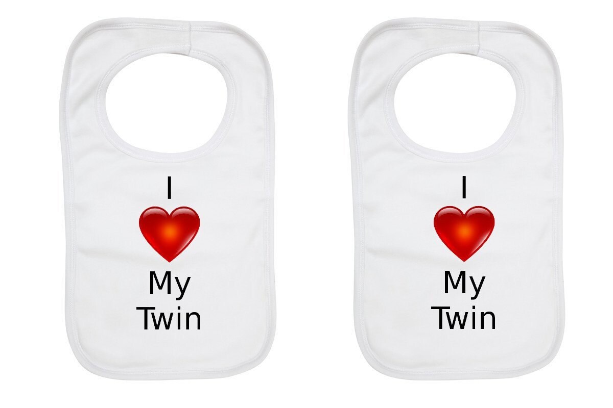 Twin Baby Bibs set of 2 i Love My Twin Bib Set Etsy