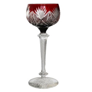 SAINT LOUIS Crystal WINE Glass with Air Twist Stem  - Luftfiligran & Elaborate Cuts, 1930s