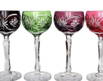 4 bicchieri da vino in cristallo colorato