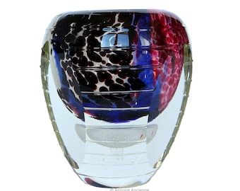 大型ムラーノガラス花瓶 - ファセットカットアートガラス容器