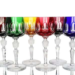 1x groot wijnglas - gekleurd geslepen kristal - NACHTMANN
