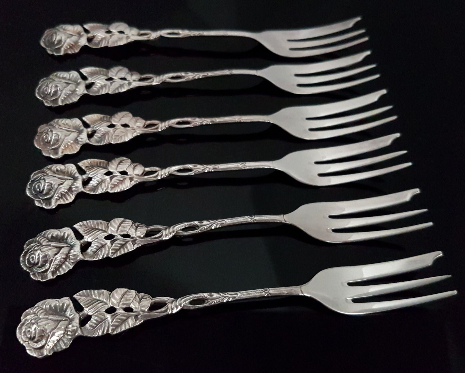 6x Silver Plated Dessert Forks Rose of Hildesheim Decor Etsy