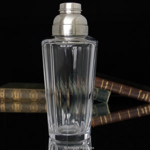 Vintage Crystal Cocktail Shaker - Silver-Plated Art Deco Barware