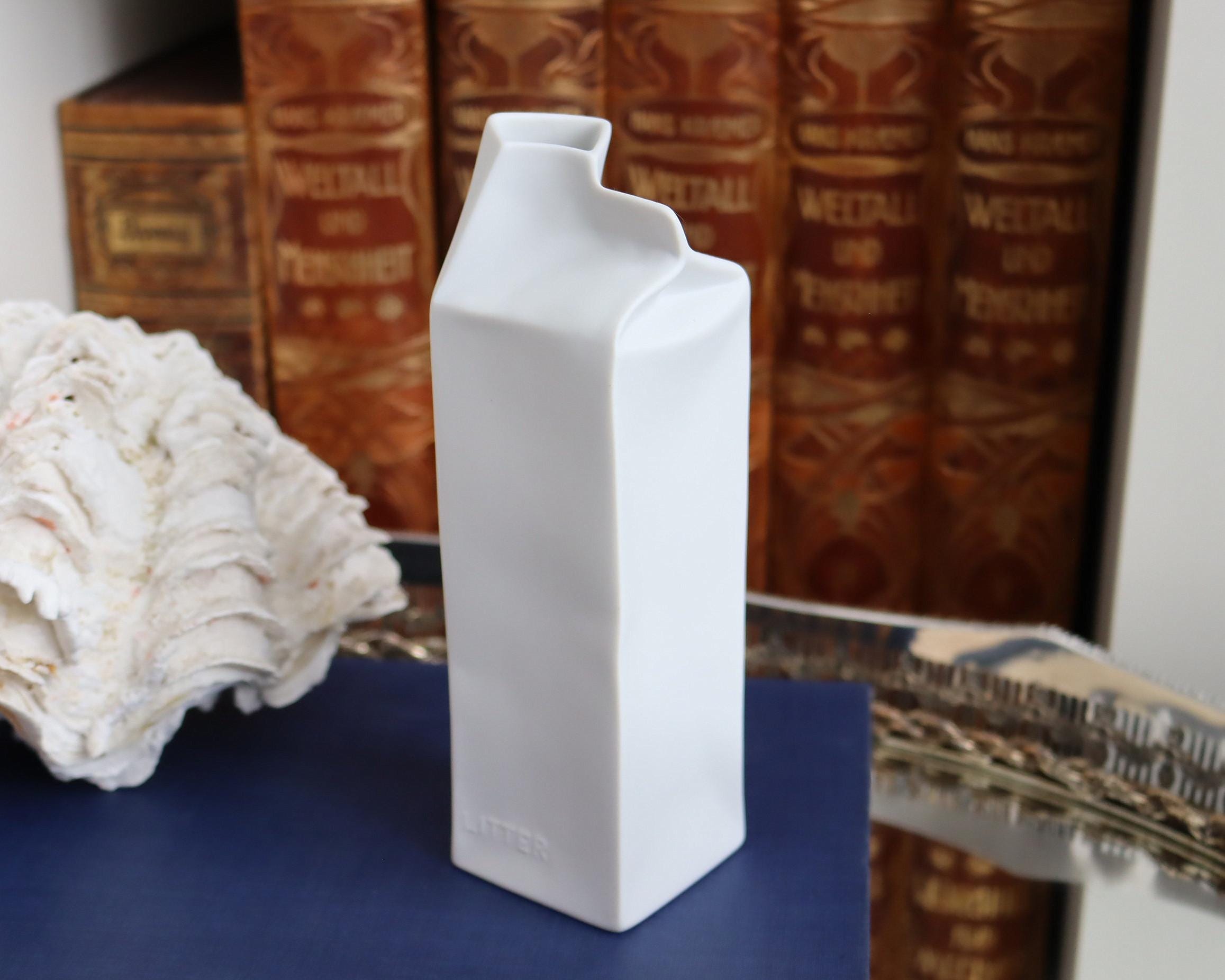 1x Bisque Porcelain Vase in Milk Carton Design - ROSENTHAL Do Not