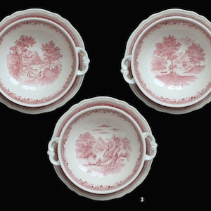 1x Porcelain Soup Cup with Saucer - Red and White - VILLEROY & BOCH - Burgenland Pattern