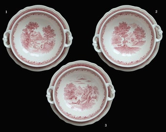 1x Porcelain Soup Cup with Saucer - Red and White - VILLEROY & BOCH - Burgenland Pattern