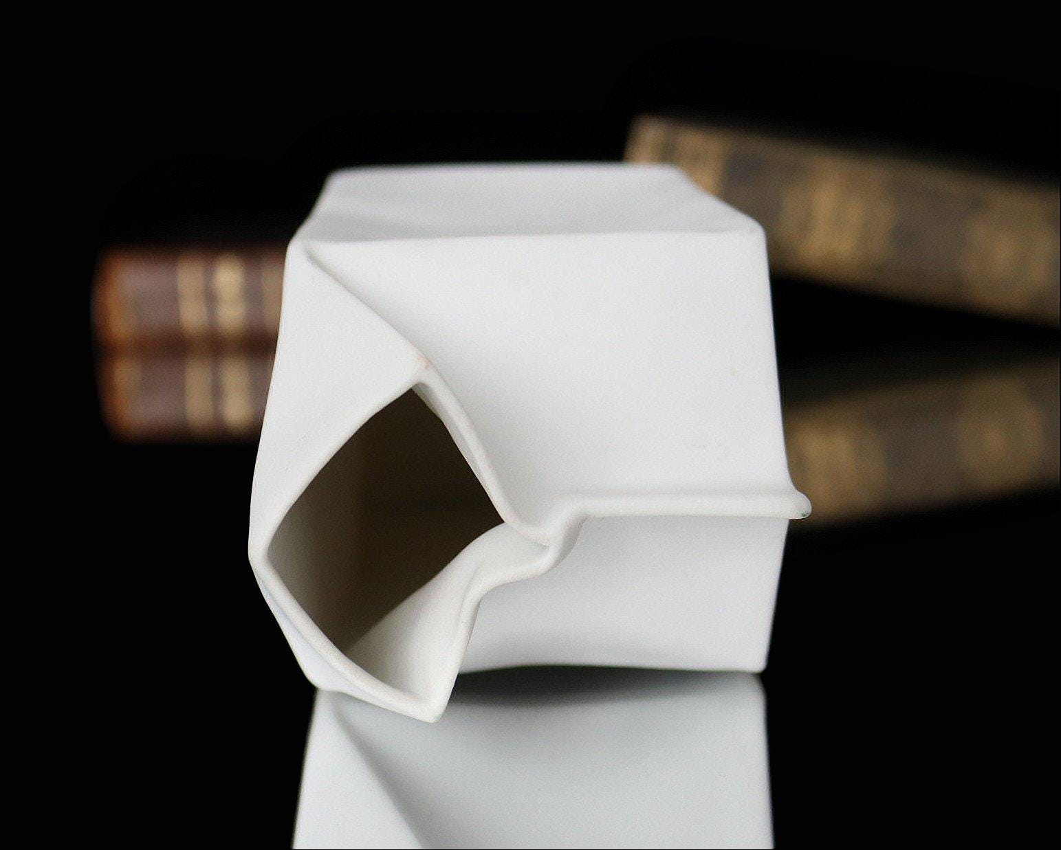 Bisque Porcelain Vase in Milk Carton Design - ROSENTHAL Do Not