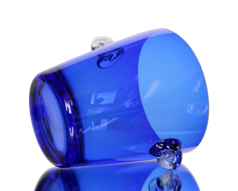 Small Glass Ice Bucket Ice Holder Cobalt Blue