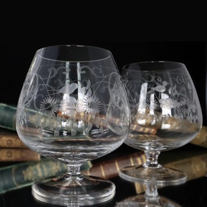 2x Copas grandes de COGNAC - THERESIENTHAL Radgravur