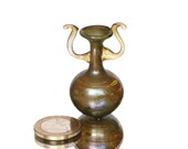 MINIATURE GLASS VASE - Amphora, Handmade, P. Molnar - Collectible Art Glass
