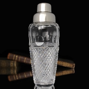 Vintage Crystal Cocktail Shaker by Wilhelm Wolff - Silver-Plated Art Deco Barware