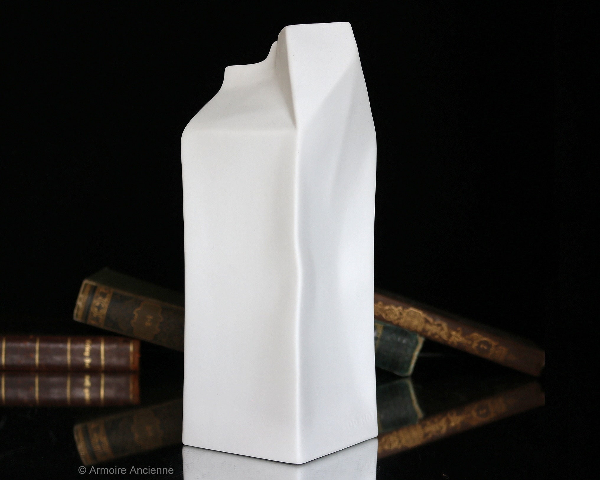 Large ROSENTHAL Bisque Porcelain Vase in Milk Carton, Do Not
