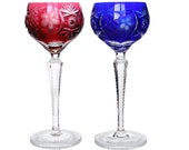 2x Cut Crystal WINE Glasses - NACHTMANN - Traube Grapes Pattern