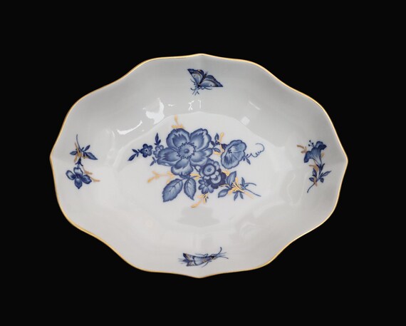 MEISSEN Small Porcelain Serving Dish, Hand-painted Aquatinta