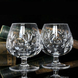 2x Crystal COGNAC GLASSES Brandy Bourbon Balloon Snifters image 1