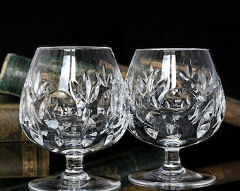 2x Crystal COGNAC GLASSES - Brandy Bourbon Balloon Snifters