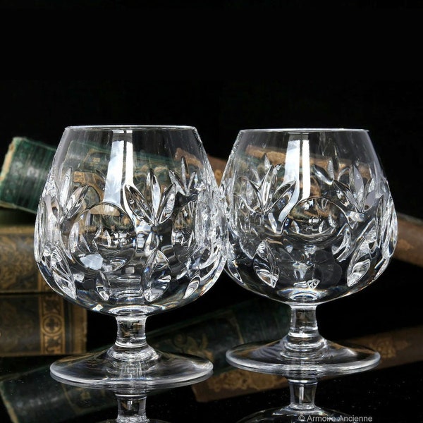 2x Crystal COGNAC GLASSES - Brandy Bourbon Balloon Snifters