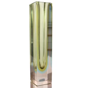 Large Murano Glass Vase - Faceted Cut Art Glass Vessel - Three Pastel Layers