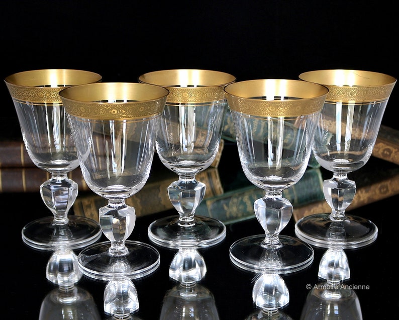 Crystal WINE Glasses Goblets with Gold Rim THERESIENTHAL image 10