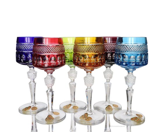 6x Colored Crystal Wine Glasses - JOSKA - Etsy