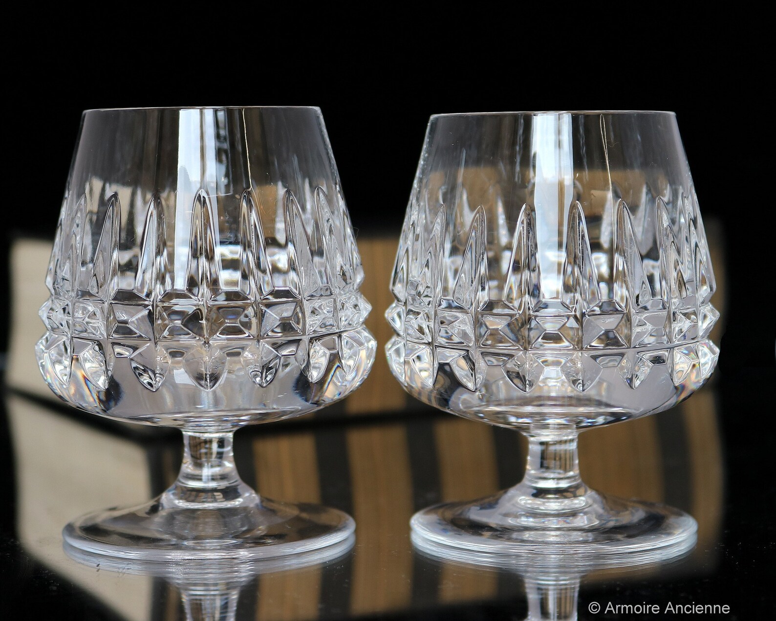 Set of 2 Crystal Cognac Glasses Heavy Cut Decor Cut Brandy Etsy