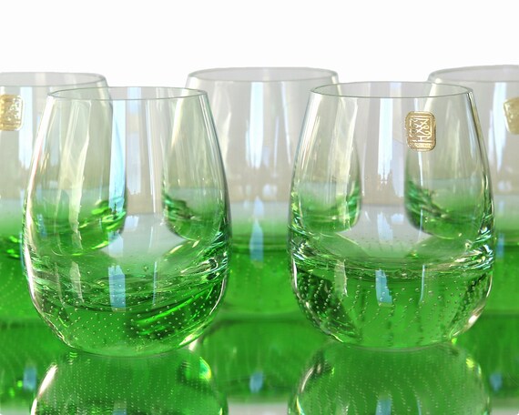 Union - Set Of 6 Drinking Glasses Green - Made Murano Glass