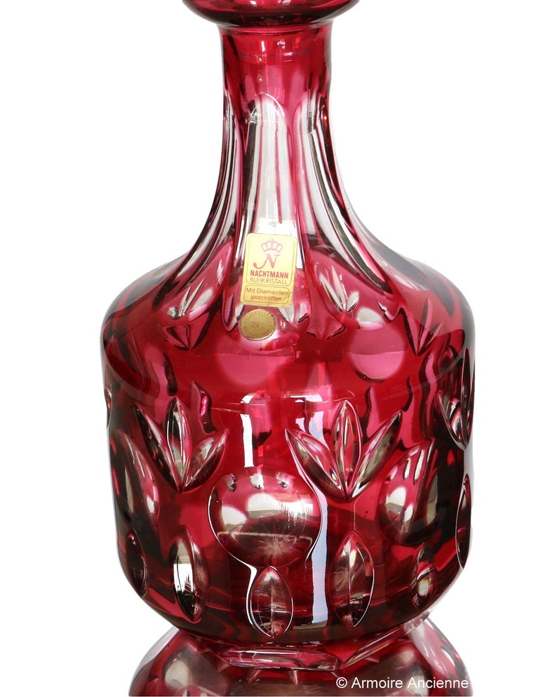 CRYSTAL DECANTER With Ruby Overlay Etsy