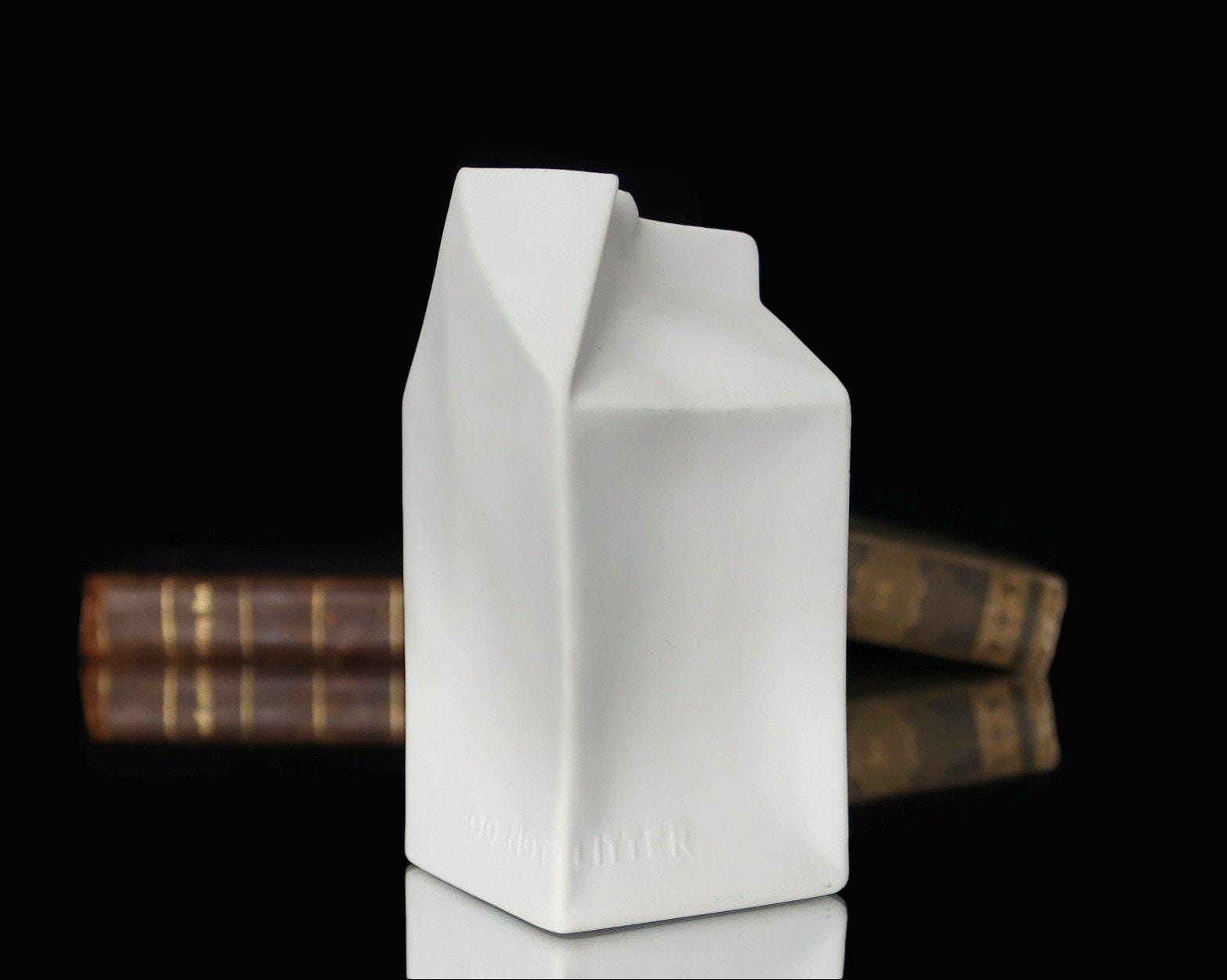 Bisque Porcelain Vase in Milk Carton Design - ROSENTHAL Do Not