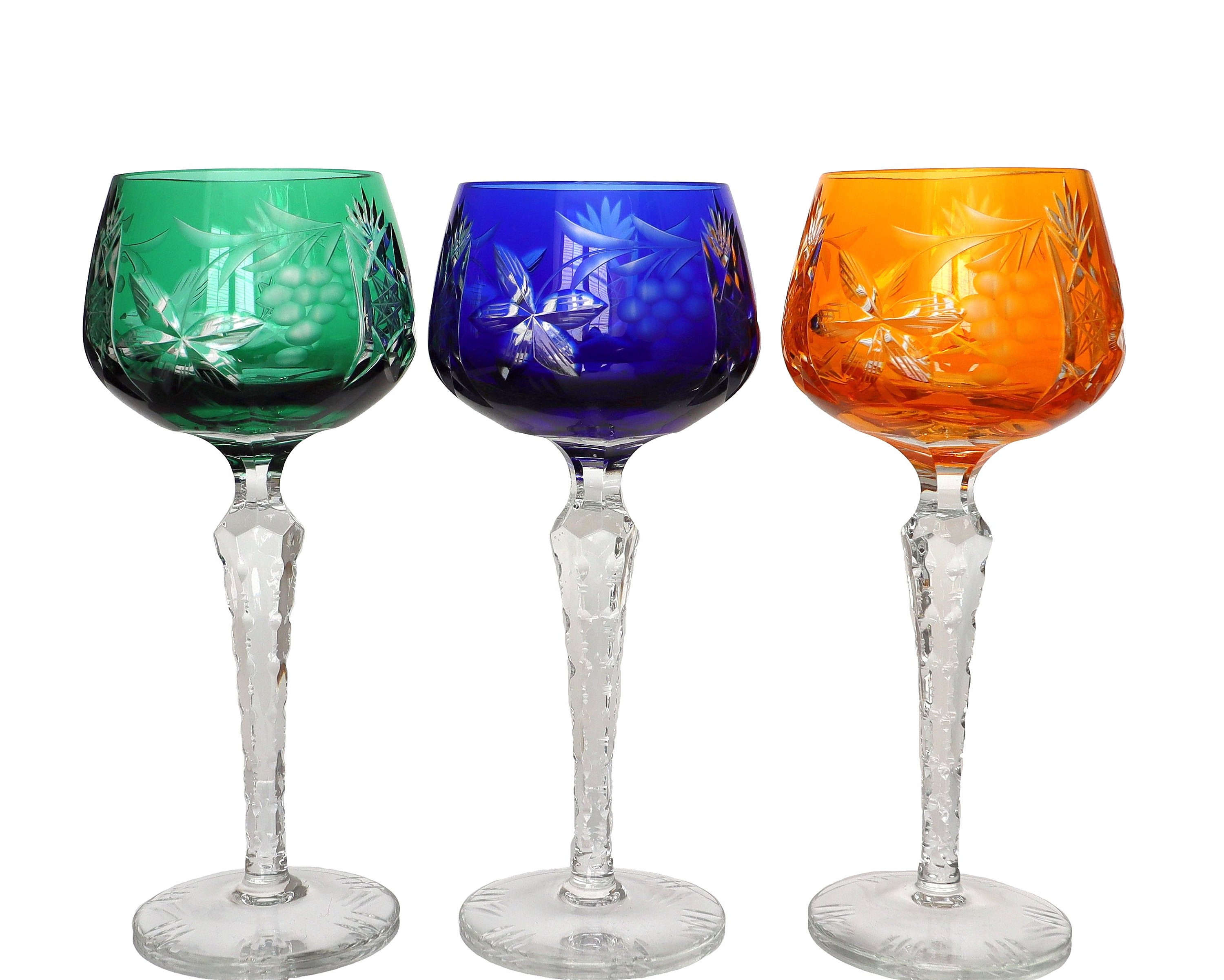 Dining  Polish Crystal Rain Drop Design Wine Glasses With Multi