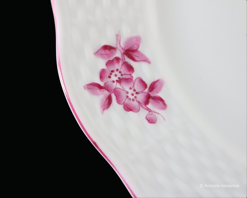 4x HEREND Porcelain Plates Ø 185 Cm in Raspberry Etsy