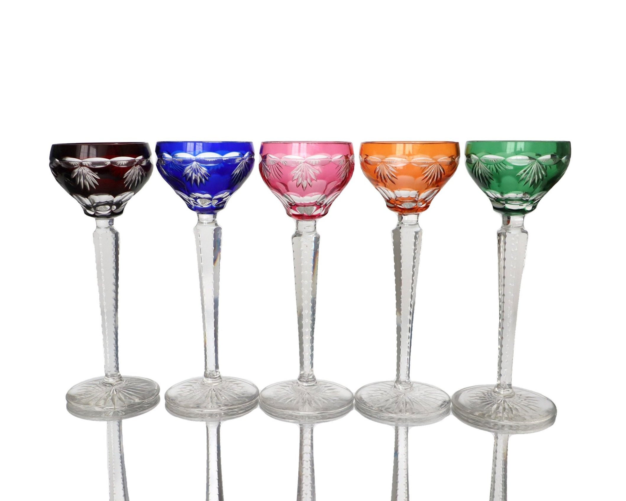 Crystal CORDIAL Glasses - Colored Crystal | Set of 5