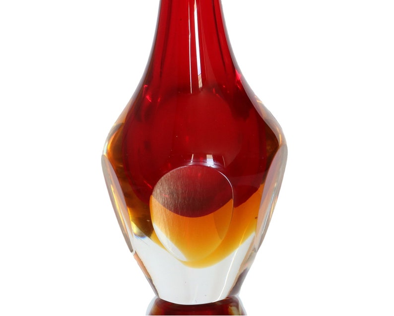 Small Murano Glass Vase Teardrop Design Cut Art Glass Etsy
