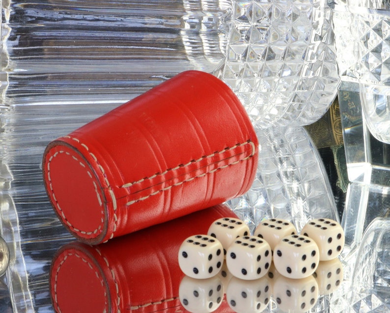 Vintage German Dice Table Game Genuine Leather Dice Cup & Etsy