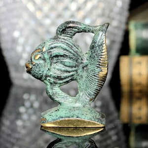 Brass Angelfish Figurine - Scalar Fish, Handmade