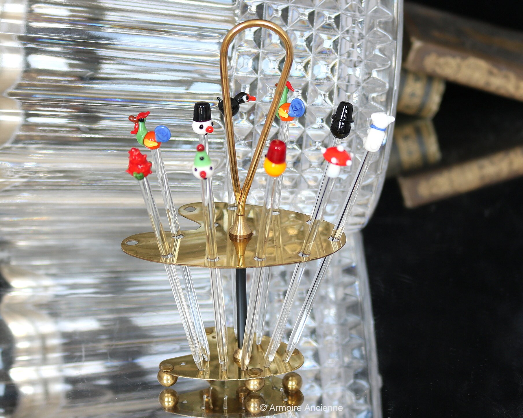 Murano Glass Cocktail Picks in a Stand Swizzle Sticks Set Etsy